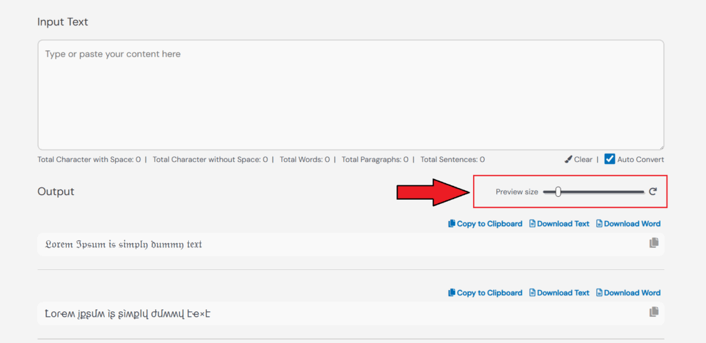 Adjust Font Preview Size