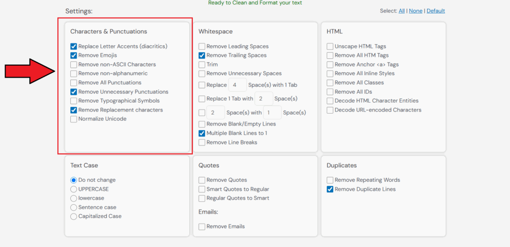 Characters & Punctuations