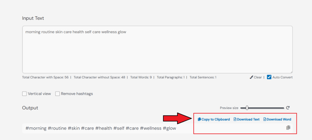 Copy or Download Your Hashtags
