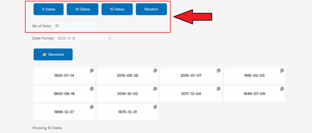 Select the Number of Dates