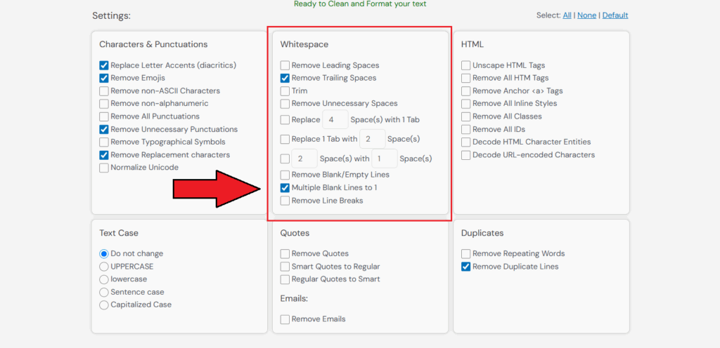 Whitespace Management
